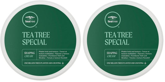 Tea Tree Shaping Cream,Hair Styling Cream,Long-Lasting Hold,Matte Finish,For All Hair Types,3 oz,(Pack of 2)