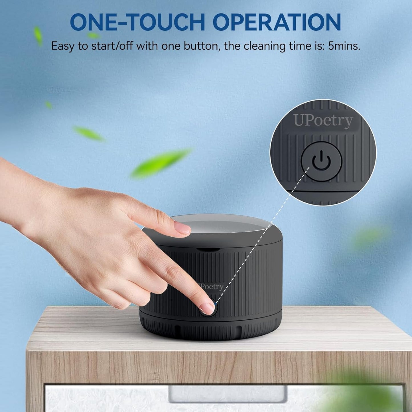UPoetry Ultrasonic Retainer Cleaner - Dental Cleaning Pod for Braces, Dentures, Pacifiers, Mouth Guards, Jewelry & Toothbrush Heads, 150ml Portable Cleaning Machine (Without 12pcs Tablets Black)