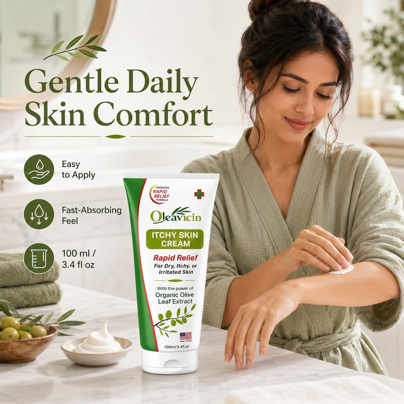 Oleavicin Extra Strength Anti-Itch Cream (2 Pack) for Dry, Itchy Skin Relief – Natural Fungal & Rash Treatment with Olive Leaf Extract – Fast-Acting, Long-Lasting Itch Relief