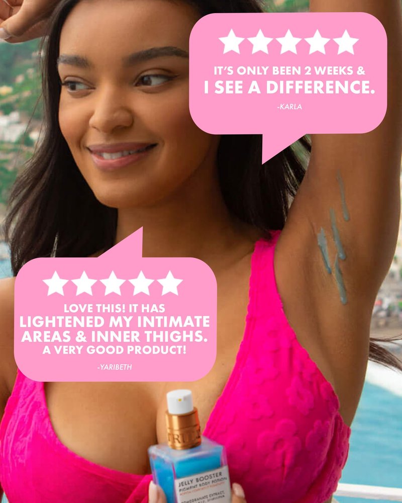 Truly Beauty Jelly Booster Pigment Body Potion | Dark Spot & Discoloration Treatment for Body | Pomegranate Extract & Vitamin B12 | Hydrates, Smooths & Helps Fade Acne Scars for Even Skin (3.1 fl oz)