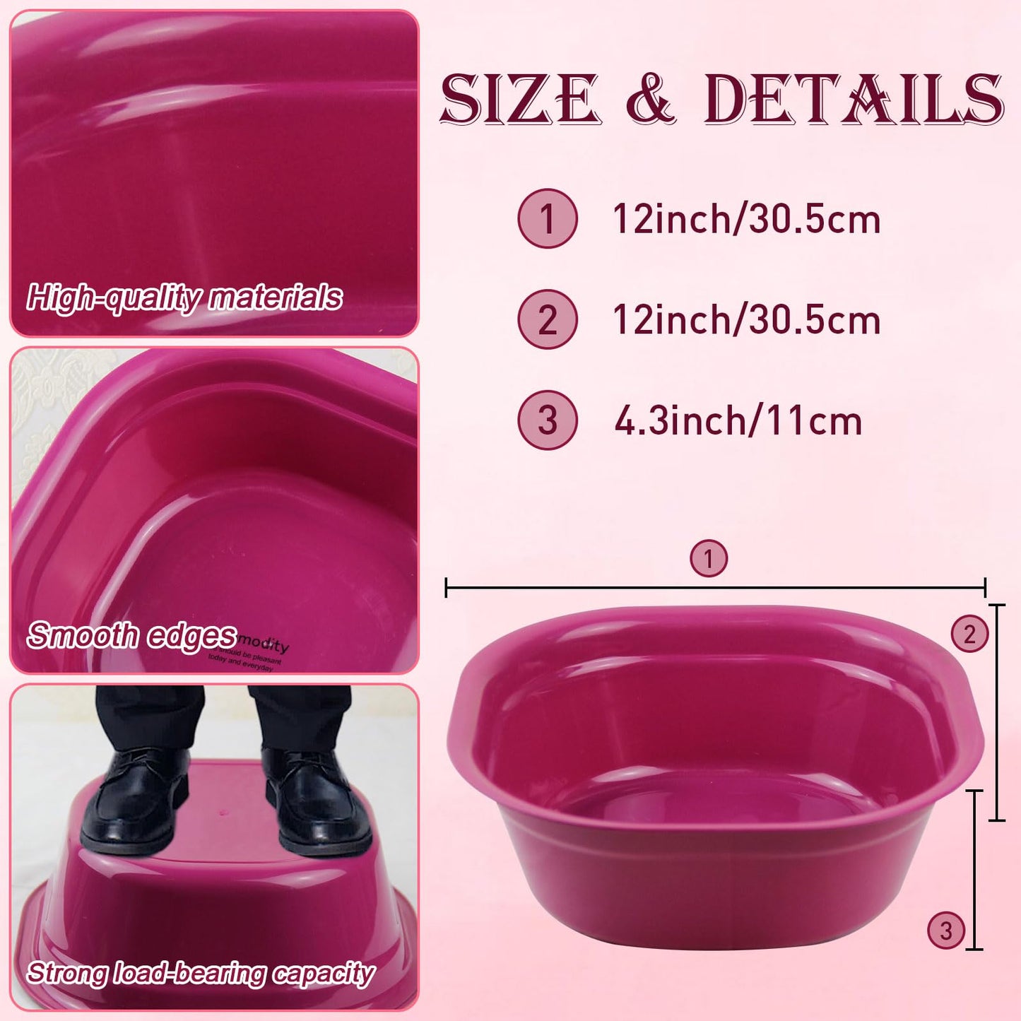 Haploon Foot Spa Kit 6 Sets Basin with Pink Towels Set Foot Tub Accessory