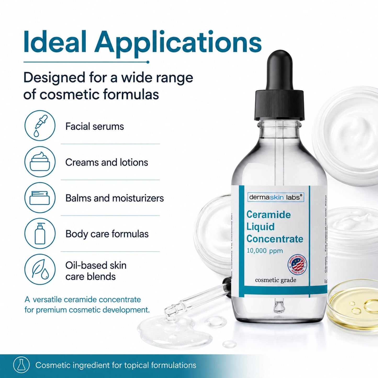 Ceramide Concentrate Liquid Ceramides Serum Complex Add to you Cosmetic Product Make your Own Skin Serum Cream Lotion Hair Mask