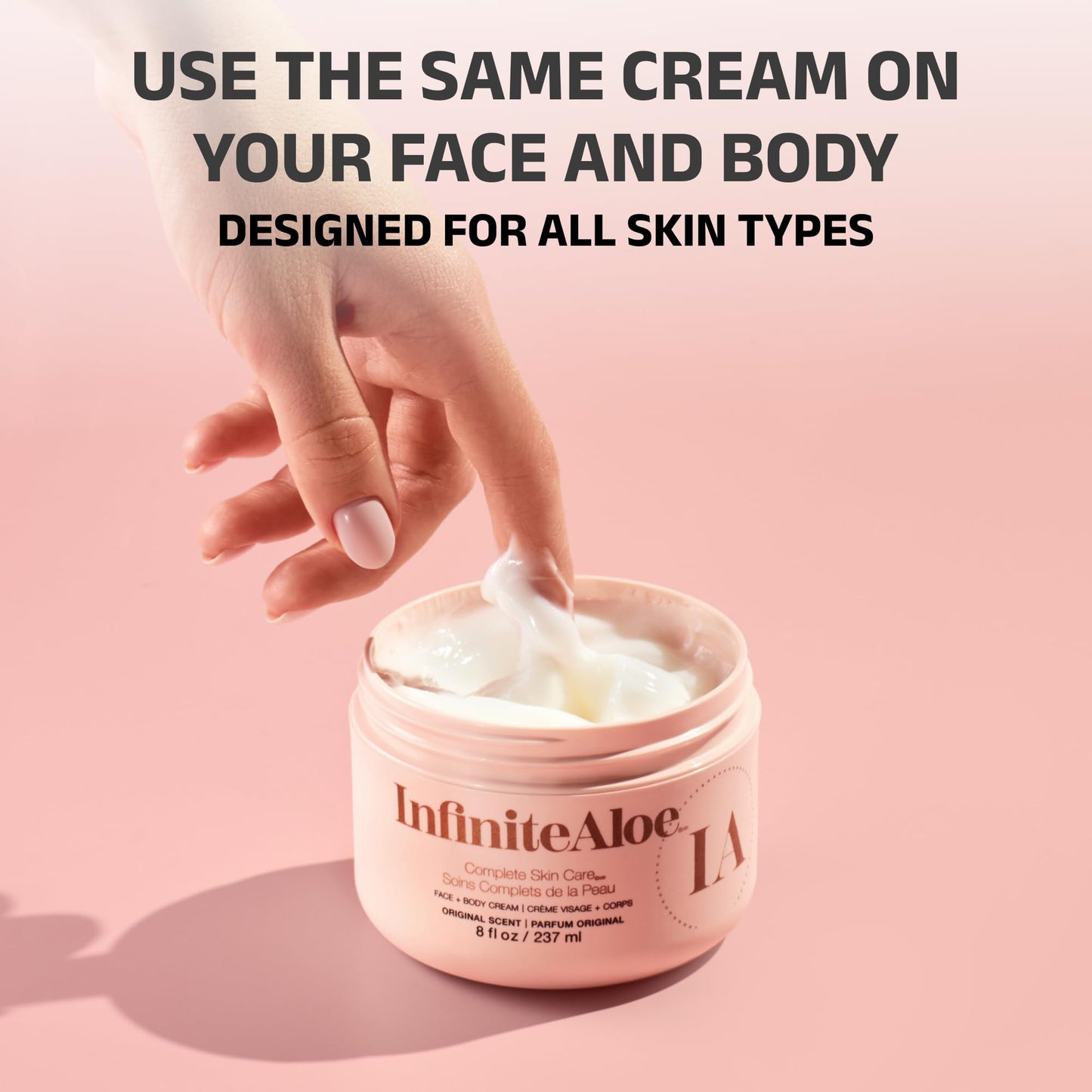InfiniteAloe Complete Skin Care, Aloe Vera Powered Face and Body Cream for All Skin Types, Dry Skin Everyday Hero, Original Scent - Small Jar 2 oz