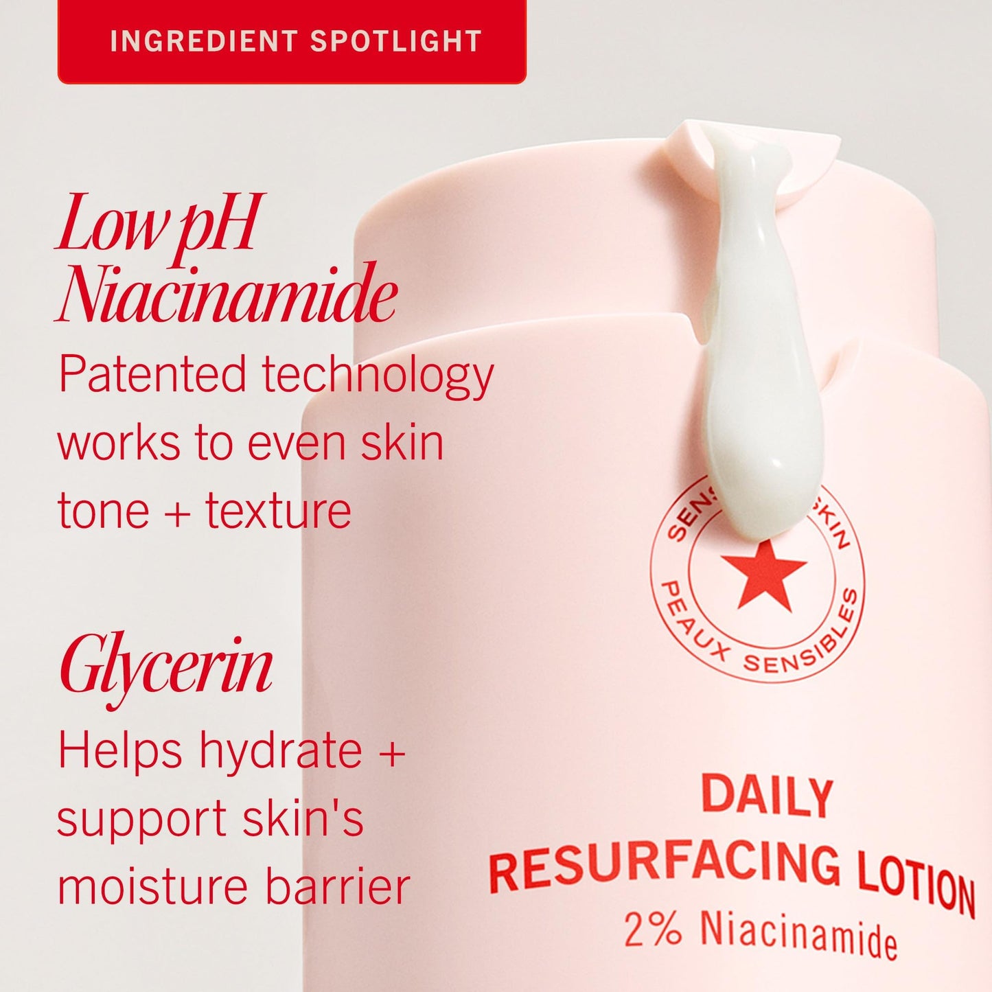 First Aid Beauty Lactic Acid Lotion for Acne-Prone Skin, 2% Niacinamide Resurfacing Moisturizer, Visibly Diminishes Post-Acne Marks, Safe for Sensitive Skin, 1 oz
