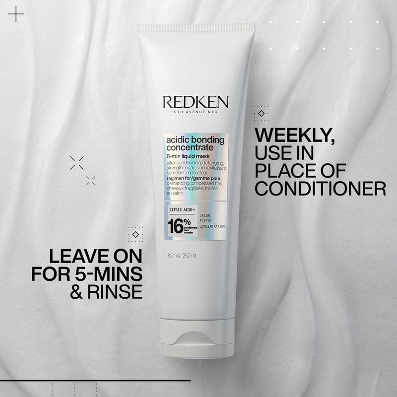 Redken Acidic Bonding Concentrate Hair Mask - Hydrating Bond Building Treatment for Dry, Damaged Hair | 5-Minute Liquid Formula