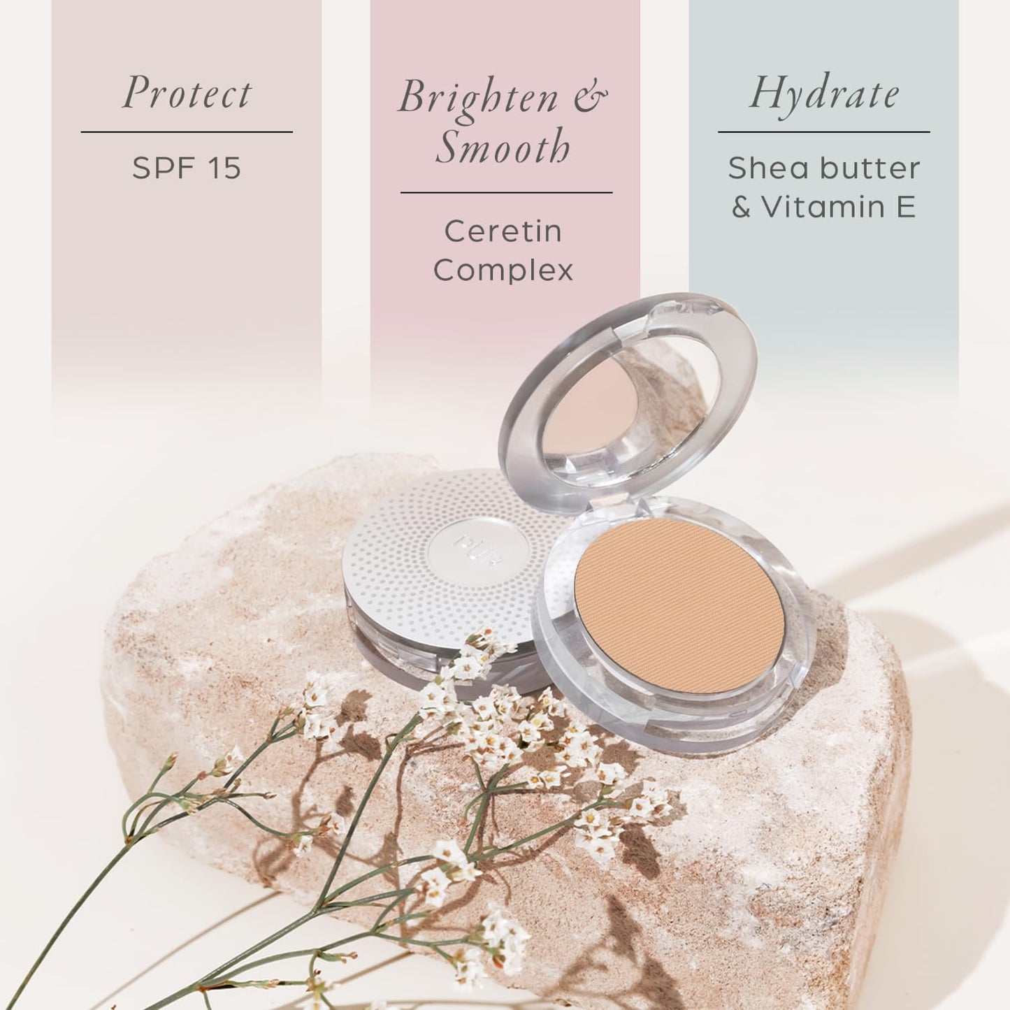 PUR Beauty 4-in-1 Pressed Mineral Makeup Powder Foundation with SPF 15 - Concealer & Finishing Compact Pressed Powder for Face - Buildable Medium to Full Coverage Foundation Powder (Bisque)