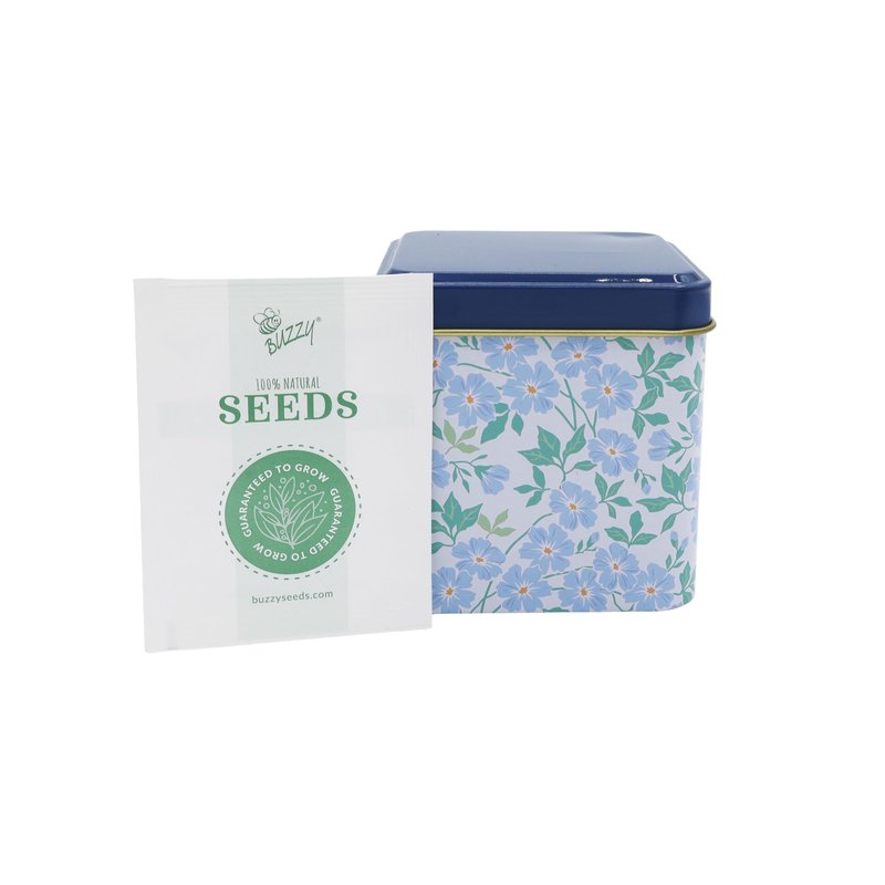 BUZZY Seeds Herbal Tea Garden Grow Kit – 3 Square Tin Planters with Lavender, Chamomile & Lemon Balm Seeds, Easy Indoor Herb Starter, Relaxing Gardening Gift Set