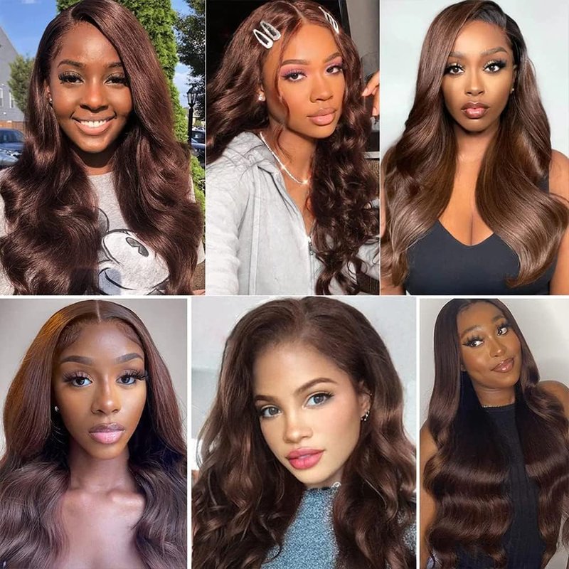 Human Hair Bundles - 12A Unprocessed Chocolate Brown Body Wave | 12, 14, 16 Inch Double Weft for Black Women