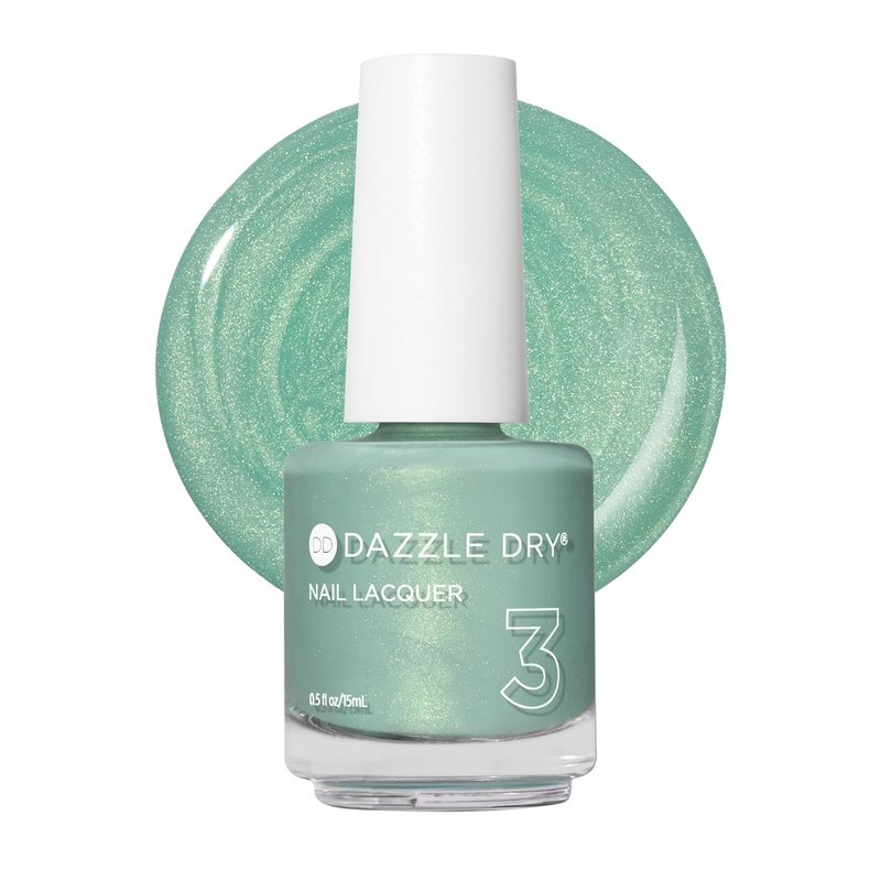 Dazzle Dry Nail Lacquer - In Season Seafoam Green with Gold Shimmer | Semi-Sheer, 0.5 fl oz