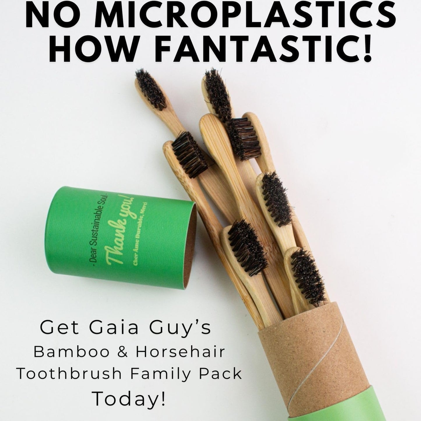 Natural Bamboo Toothbrush Family Pack | Eco-Friendly Horsehair Bristles - 4 Kids & 4 Adults - Compostable & Biodegradable
