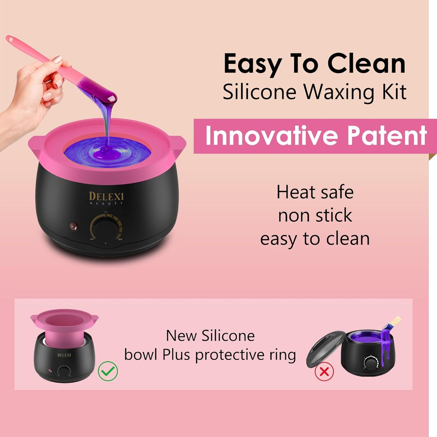 Premium Waxing Kit - Painless Hard Wax Beads & Smart-Heat Warmer for Coarse Hair | 41-Piece Set for Brazilian, Bikini & Face