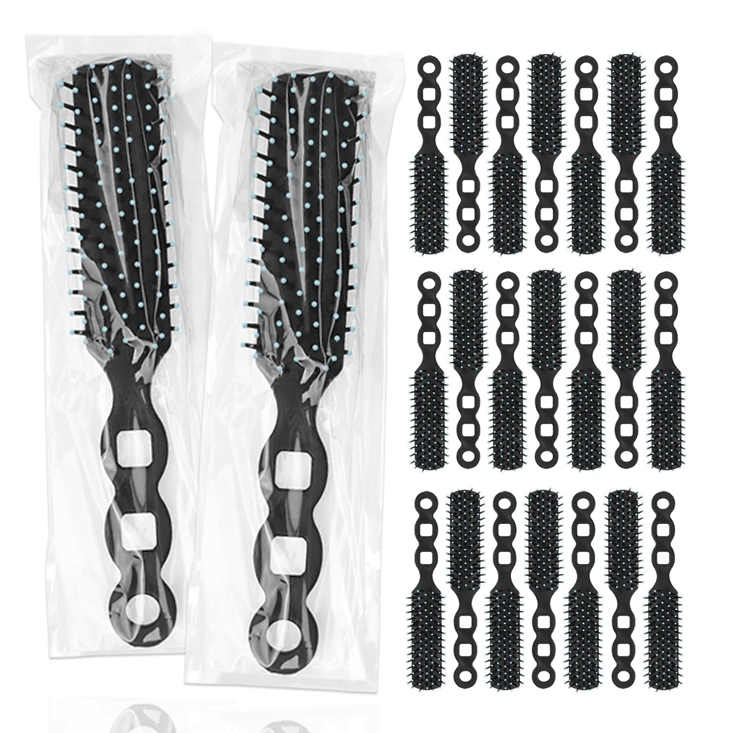 50 Pack Hair Brushes in Bulk for Homeless, Hair Brush Bulk Soft Bristles Brush for Curly Wavy Hair Blow Drying Styling Detangling Suitable for Shelter, Hotel(Black)