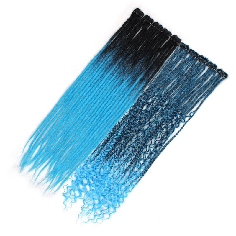 Clip-In Dreadlock Extensions - 24 Inch Synthetic Dreads for Women | 10 PCS Mixed Colors, Thin Straight 1B-Blue