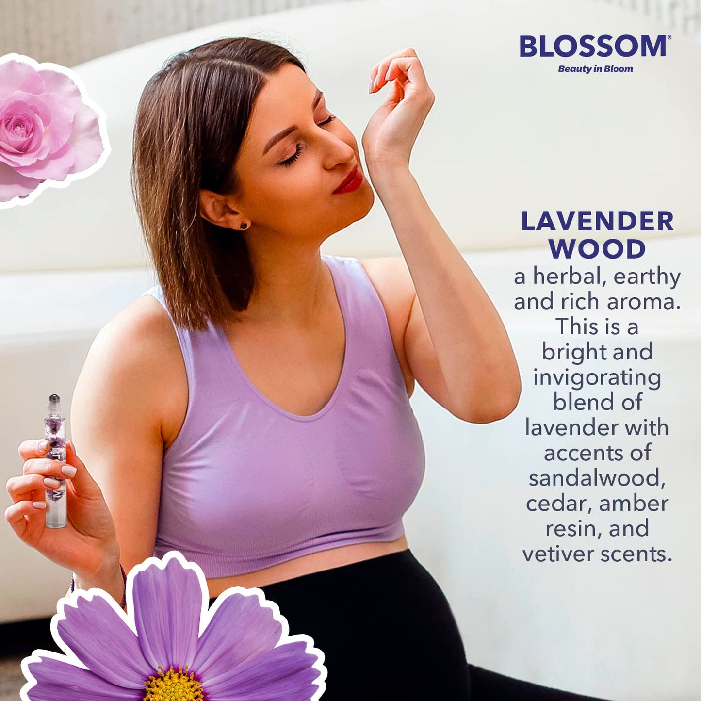 Blossom Roll-On Perfume Oil - Natural Essential Oils & Real Flowers | 2-Pack Lavenderwood & Afleurdesiac
