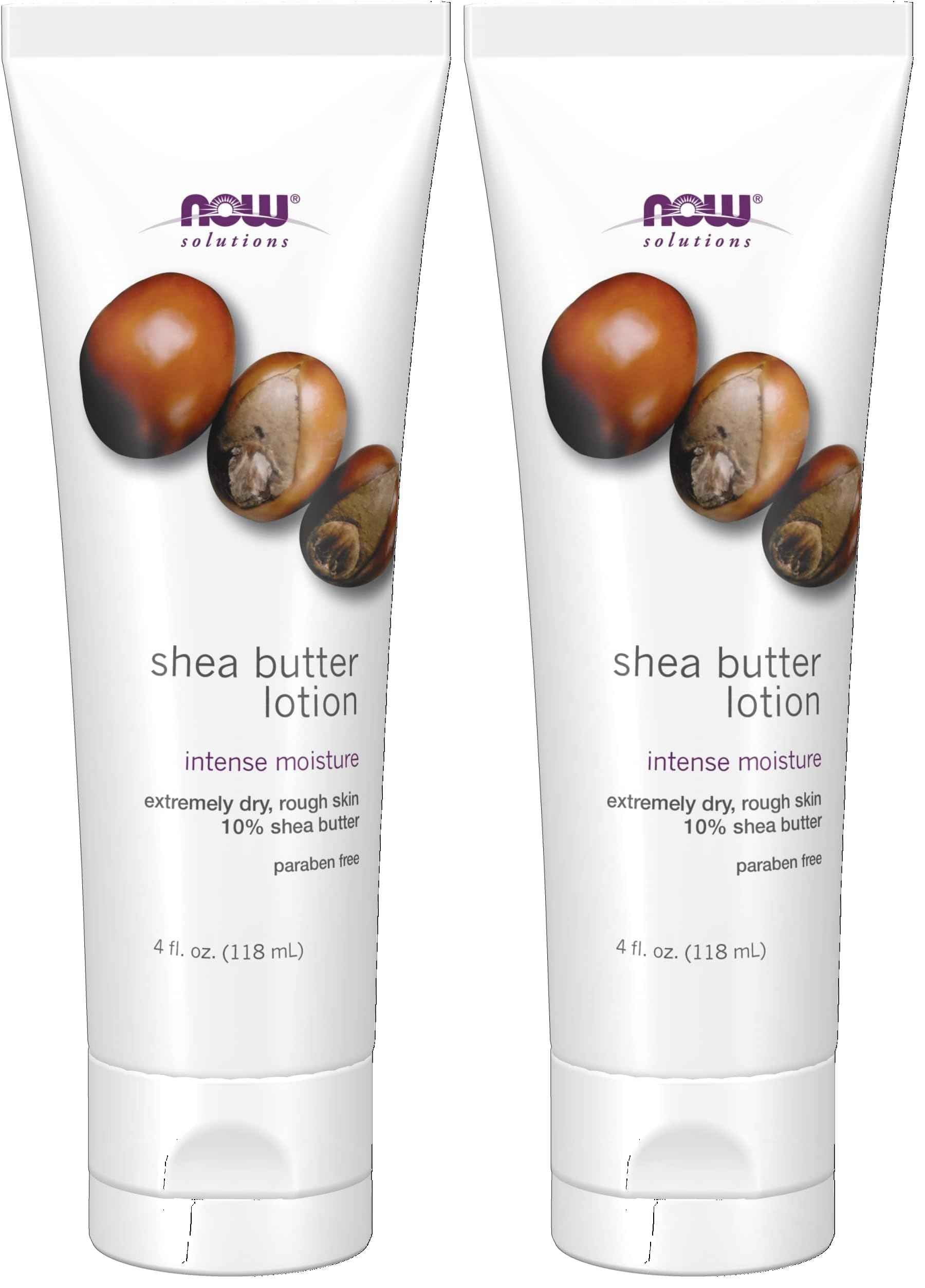 NOW Solutions, Shea Butter Lotion, Intense Moisture for Extremely Dry Rough Skin, 4-Ounce (Pack of 2)
