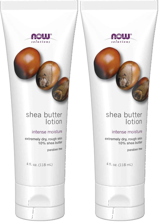 NOW Solutions, Shea Butter Lotion, Intense Moisture for Extremely Dry Rough Skin, 4-Ounce (Pack of 2)