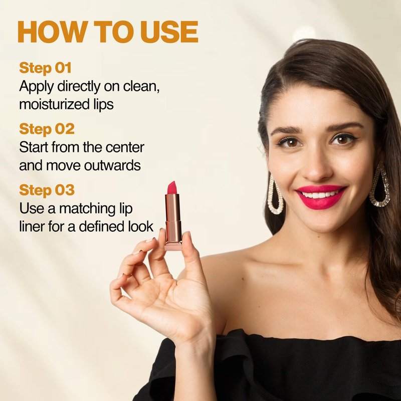 NOURISH MANTRA Creamy Matte Lipstick - Rani Kiss | Non-drying, Highly Pigmented Lipstick | Matte Finish | Enriched with Castor Oil & Vitamin E | 4 g