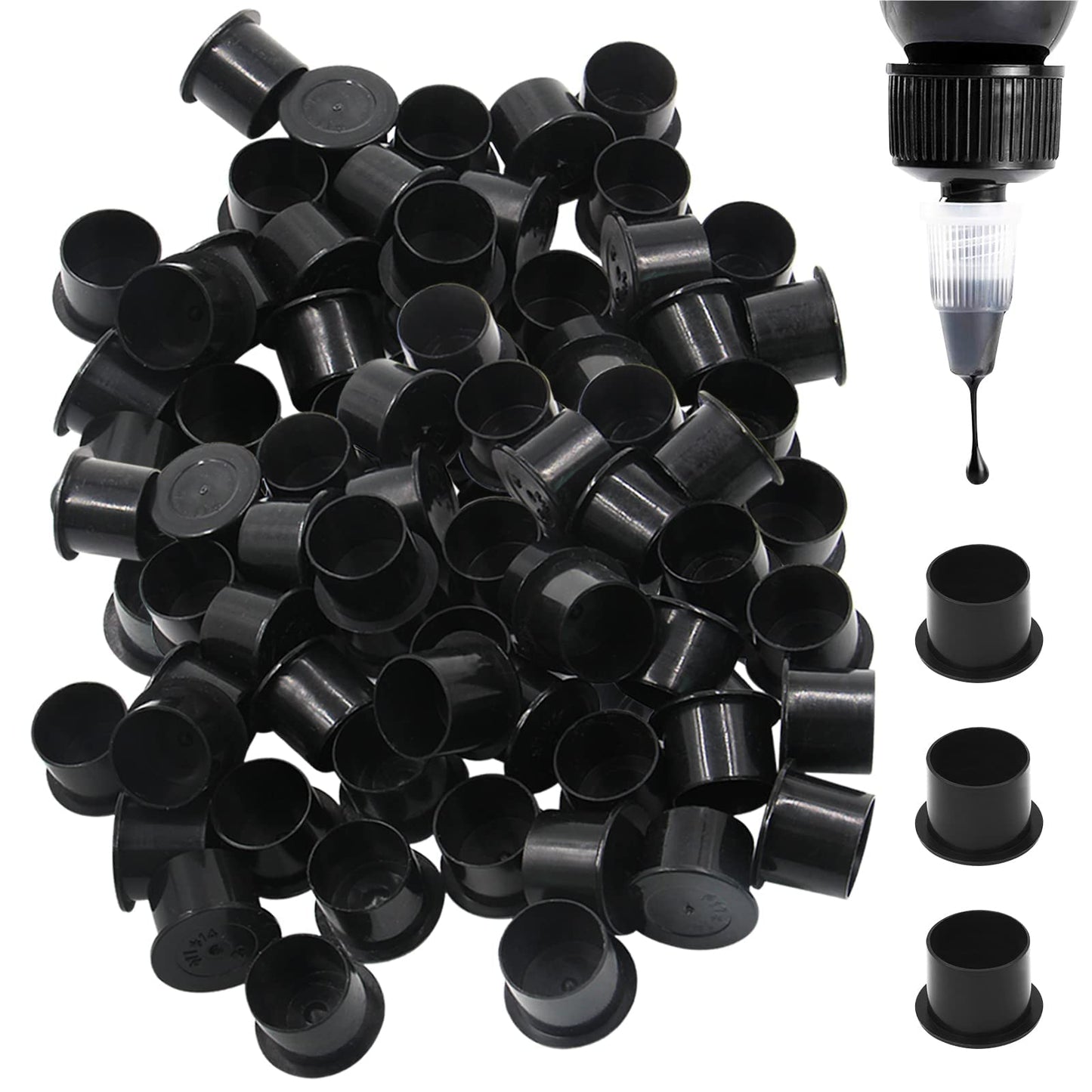 Tattoo Ink Caps Cups Large - Autdor 1000Pcs Tattoo Caps Cups with Base Disposable Pigment Cups Microblading Makeup Tattoo Ink Cups with Base Pigment Ink Caps 17mm Large for Tattoo Supplies