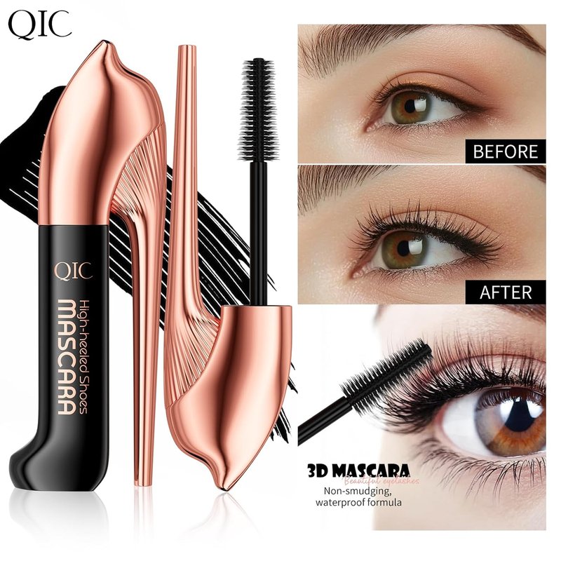 High Heels Black Mascara - Waterproof, Smudge-Proof Volumizing Formula for Sensitive Eyes | Long-Lasting Curling & Lengthening