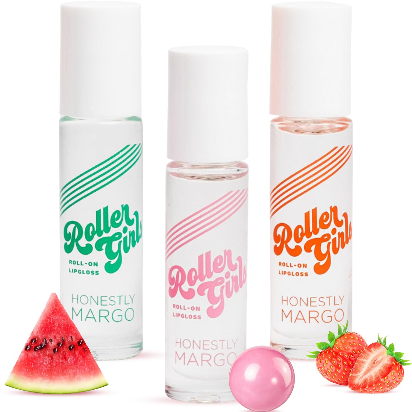 Honestly Margo Lip Gloss (Bubblegum, Watermelon, Strawberry, Pack of 3) – Hydrating Lip Gloss for Women for Soft Lips – Lightweight, Non Sticky, Flavored Lip Oil Beauty Makeup Gloss, Lip Makeup
