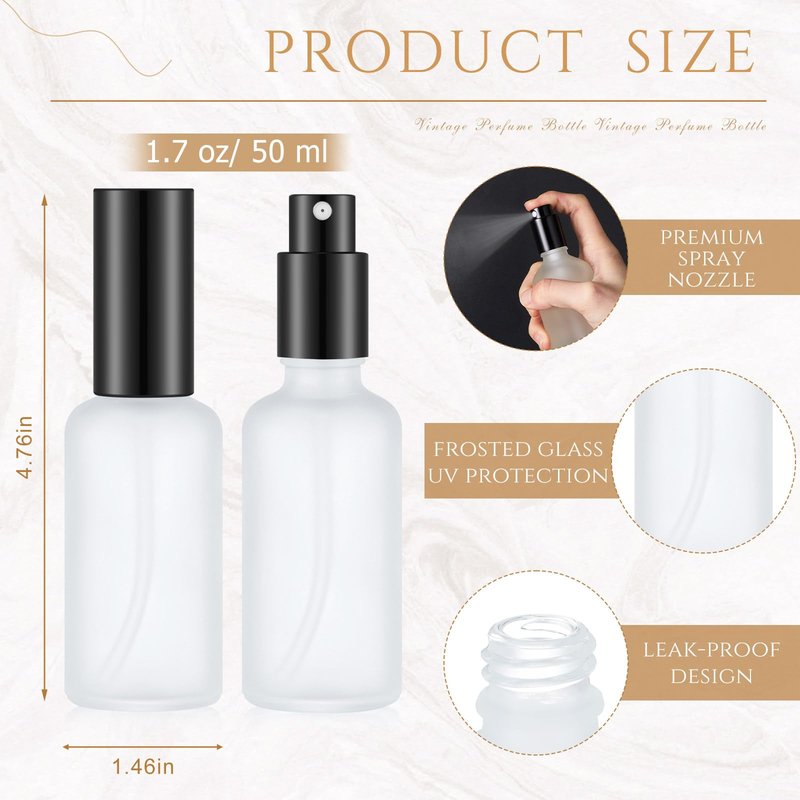 Roshtia 30 Pcs 1.69 Oz/ 50 ml Black Glass Spray Bottle Refillable Perfume Atomizer Clear Decorative Empty Bottles with Fine Mist Sprayer Pump for Face Body Travel
