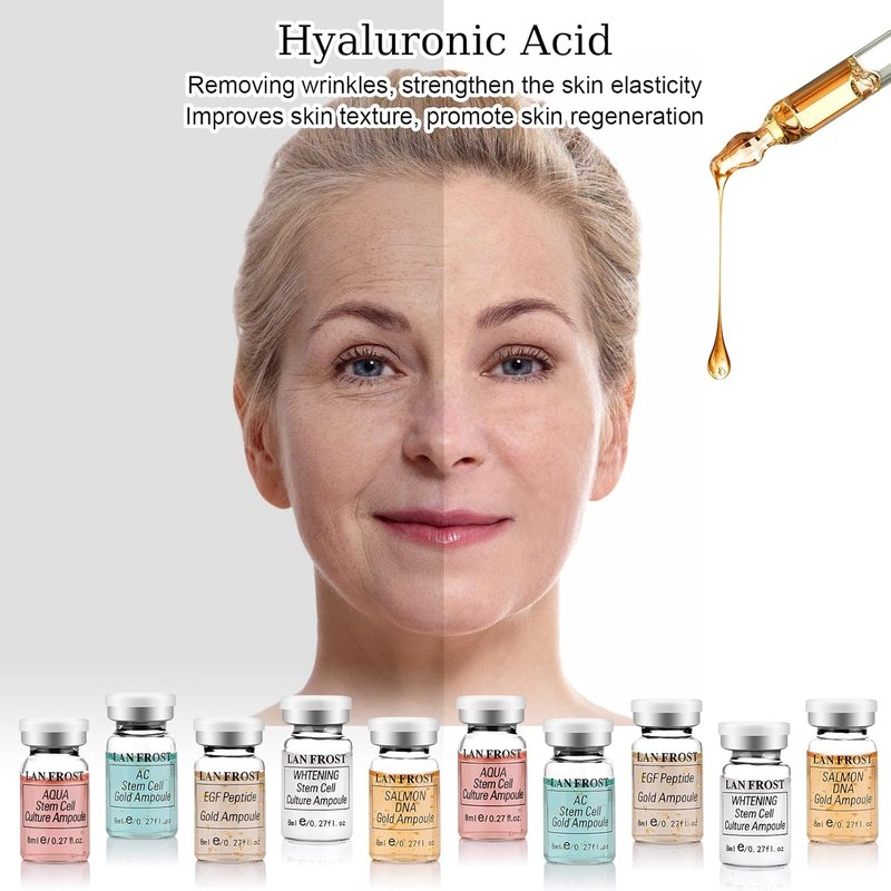 Hyaluronic Acid Facial Glow Starter Kit - 12 Vials of Hydrating Serum & Exosomes for Skin Repair