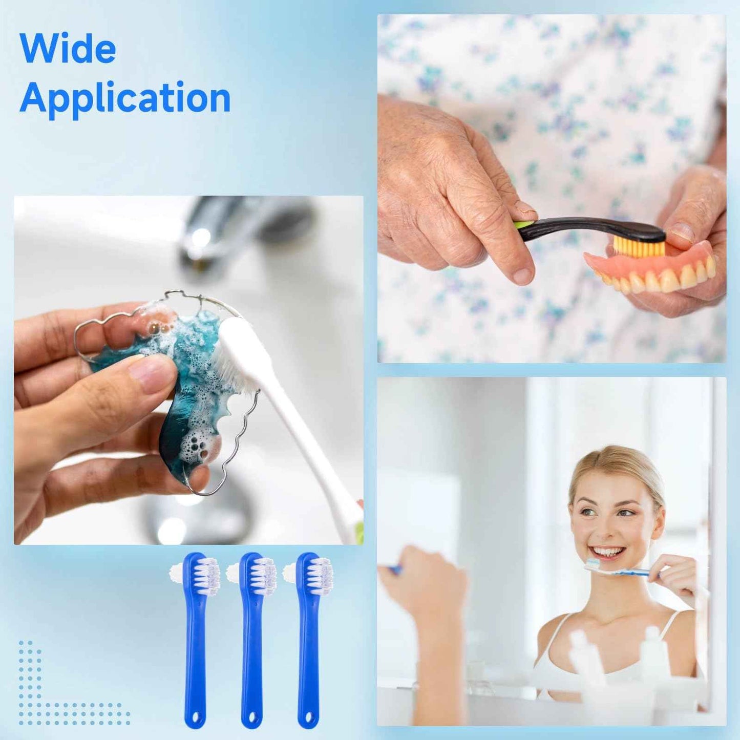 OMISTAR 50 PCS Denture Brushes Dual-Sided Bristle Individually Firm Hard Bristle Toothbrush Denture Cleaner Brush for Retainers False Teeth Braces