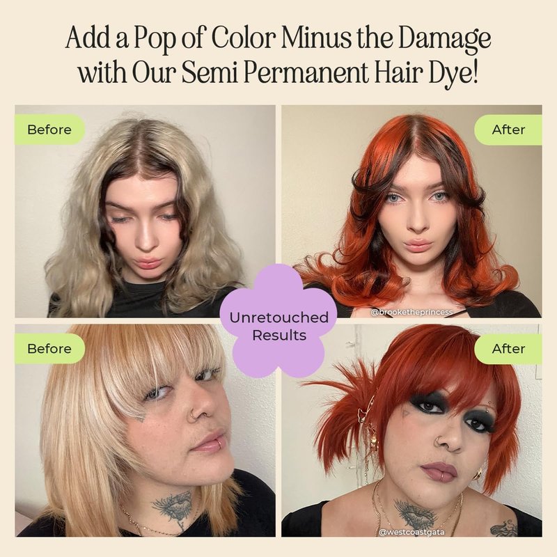 INH Semi Permanent Hair Color - Orange Hair Dye | Vegan, Ammonia & Sulfate Free | 6oz Color Depositing Conditioner