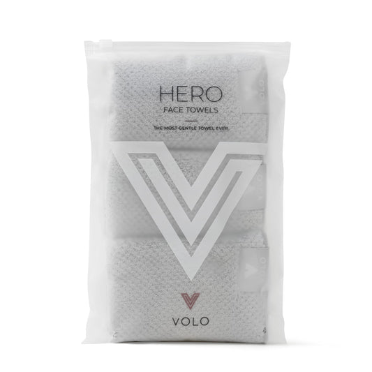 VOLO Hero Luna Gray Face Towel | Reusable Facial Wash Cloths | Makeup Remover & Post Shower Washcloths | Ultra Soft, Absorbent, Gentle, Fast Drying Nanoweave Fabric Face Towels | Microfiber 3PK