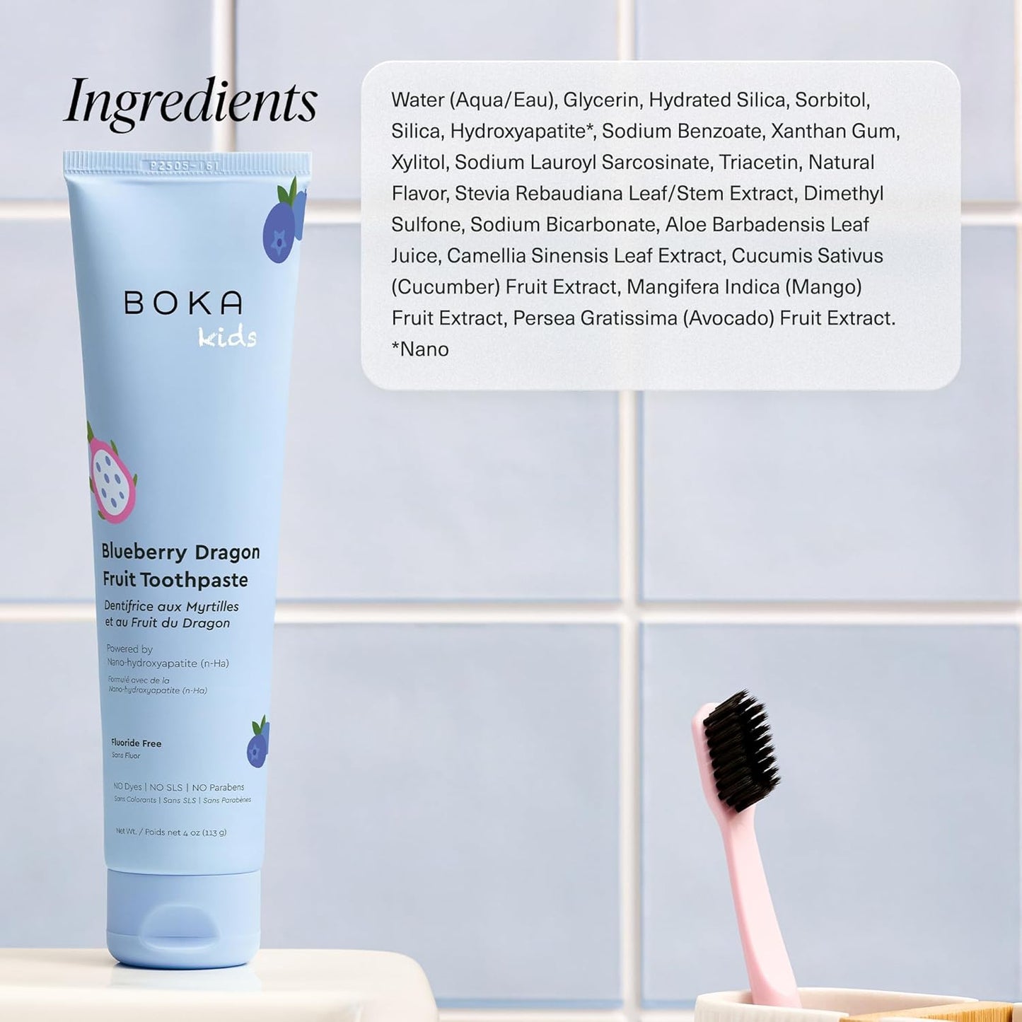 Fluoride Free Nano Hydroxyapatite Toothpaste - Blueberry Dragon Fruit Flavor | 4 oz, 3-Pack