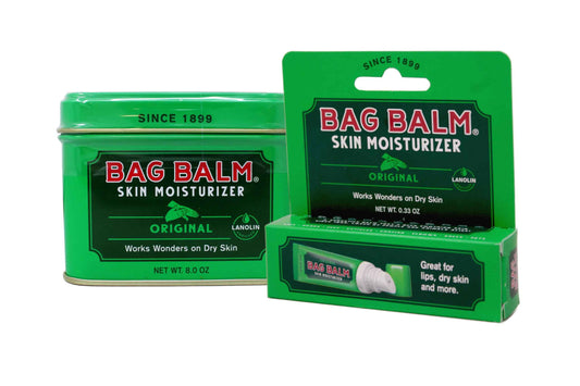 Bag Balm Skin Moisturizer Kit - Original Formula for Dry Skin, Hands, Feet, Lips, Cuticles, Elbows, Heels, Chafing, Pets & Livestock - Includes 1 8 oz Tin & 1 0.33 On The Go Tube