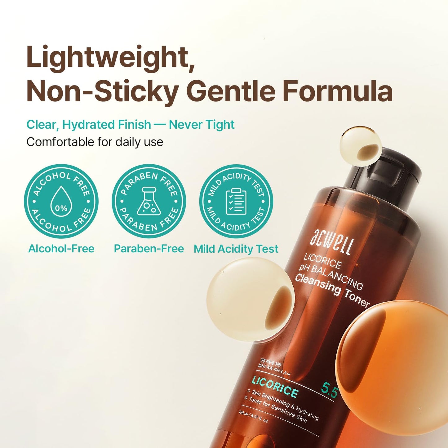ACWELL Licorice Toner | pH 5.5 Alcohol-Free Hydrating Formula for Dull & Combination Skin - 5.07 fl oz