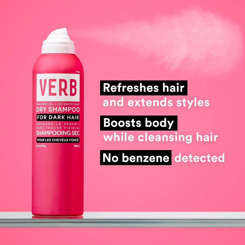 VERB Dry Shampoo for Dark Hair - Refreshing Oil Absorbing Spray | Vegan, Paraben-Free, Sulfate-Free