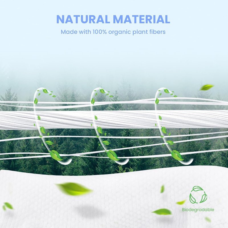 Ultra Soft Daily Cleansing Towels - 100% Organic Viscose | 100 Sheets, Disposable Facial Washcloths for Sensitive Skin