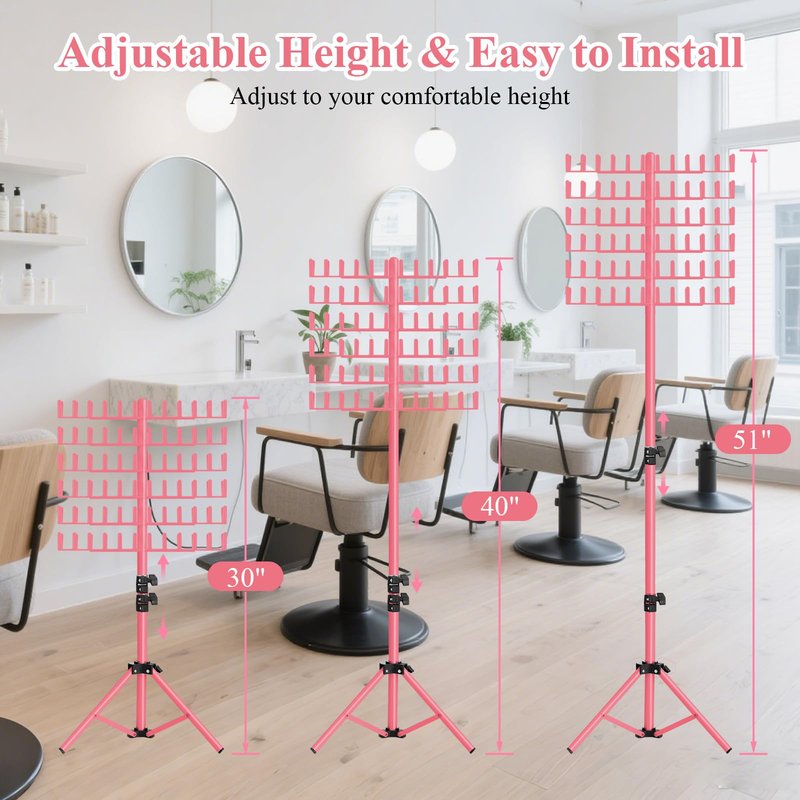 LPHGFZA Braiding Hair Rack, 144 Pegs Braiding Rack Stand for Hair, 2-sided Height Adjustable Standing Hair Extension Holder with Stylist Hair Braiding Tools