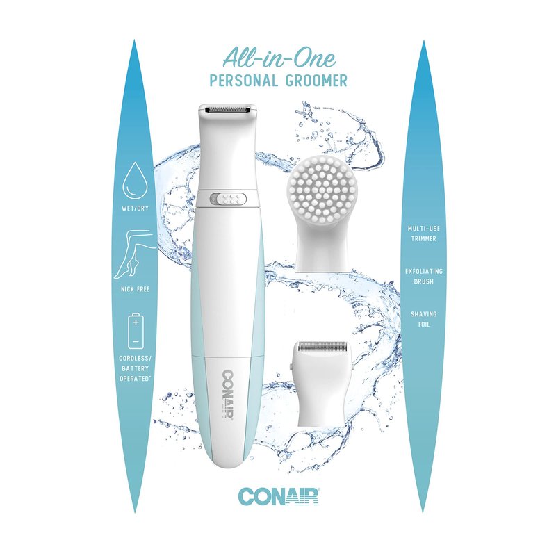 Conair Ladies All-In-One Personal Groomer, Trimmer, Foil Shaver for Women and Exfoliating Brush