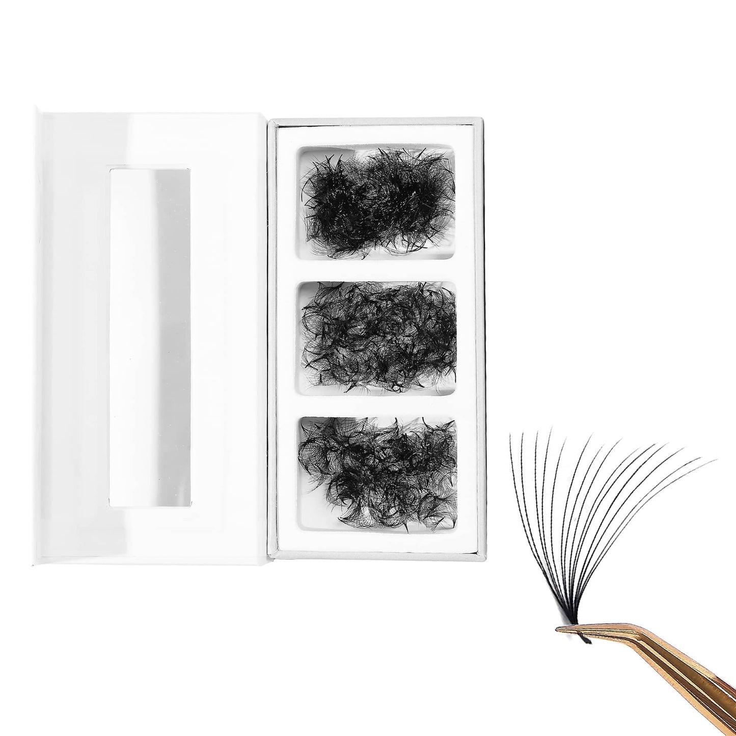 GLAMOREYELASH 750 Promade Fans Loose Mix, Natural Eyelashes Extensions 3D-16D, Handmade Individual Lashes 0.03/0.05/0.07mm Thickness, C CC D, 8-16mm Length for Fluffy Eyelash Cluster (14D-0.03-C, 15-16-17mm)