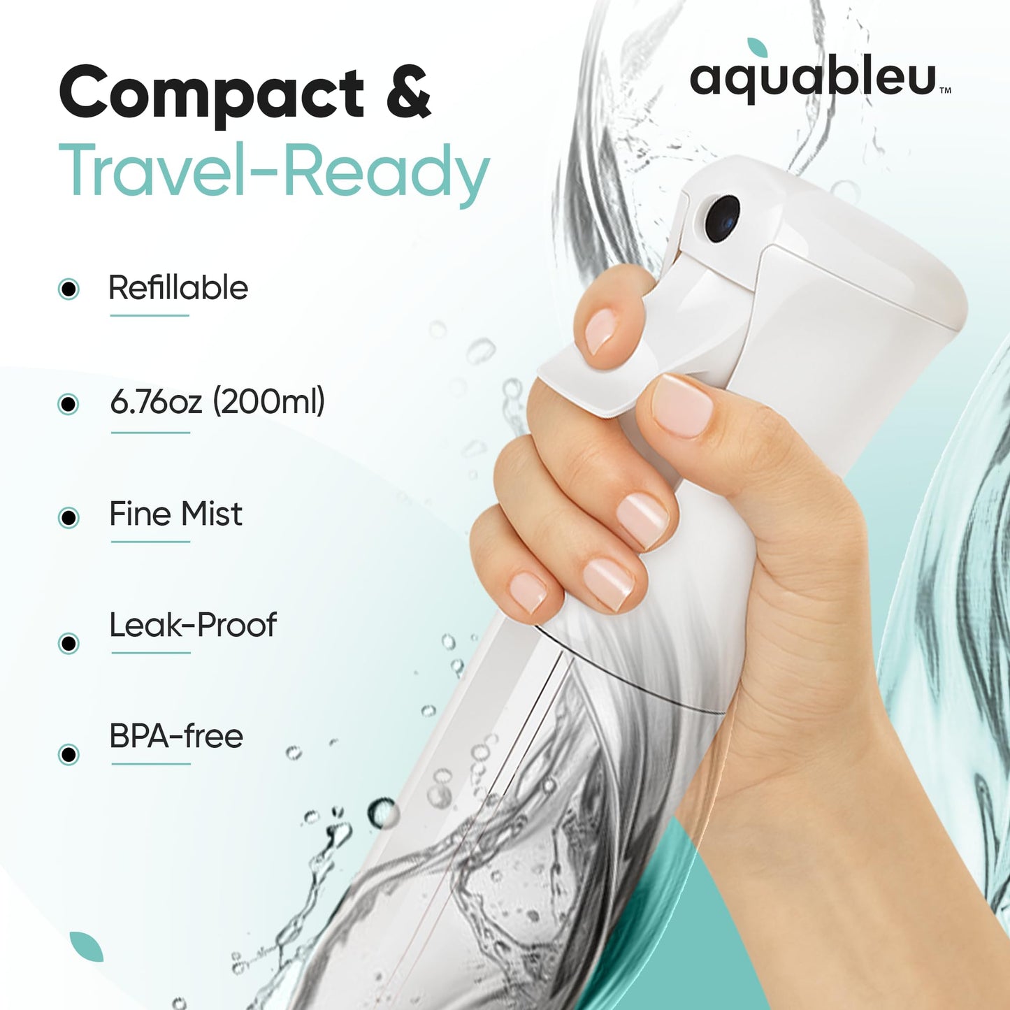 Aquableu Spray Bottle for Hair – 10-Pack Continuous Mist Spray Bottle for Hair Care, Styling, Cleaning, Plants, Pets & Essential Oils (Clear, 6.76oz/200ml)
