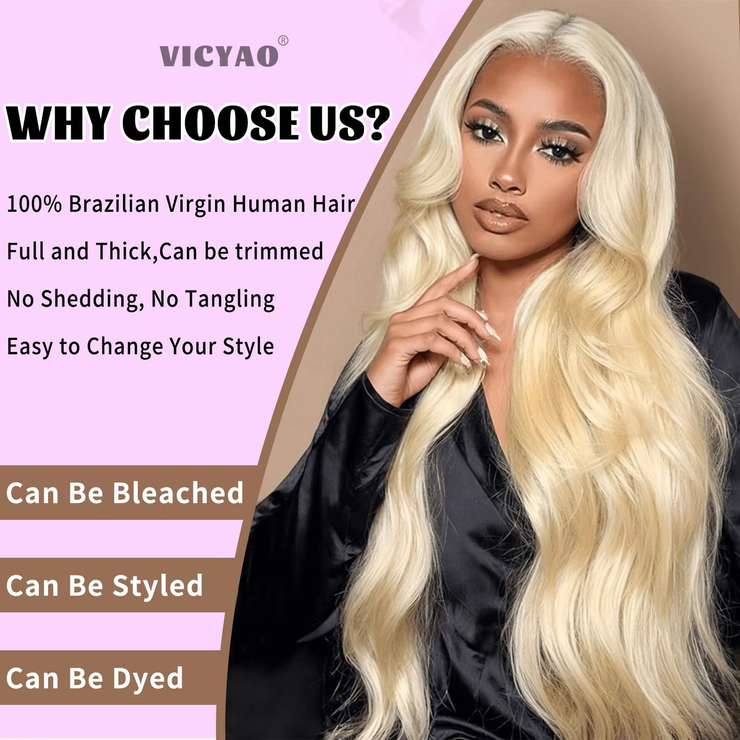 VICYAO 613 Body Wave Bundles 20 Inch Blonde Human Hair Extensions 100% Unprocessed 12A Grade Brazilian Virgin Raw Weave Bundles Human Hair 1 Bundles Blonde Body Wave