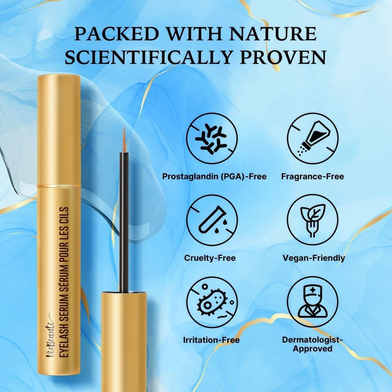 VieBeauti Eyelash Growth Serum 5mL – Lash Serum for Longer, Fuller & Thicker Looking Lashes, Advanced Nourishing Formula, Vegan & Cruelty-Free, Gentle for Sensitive Eyes