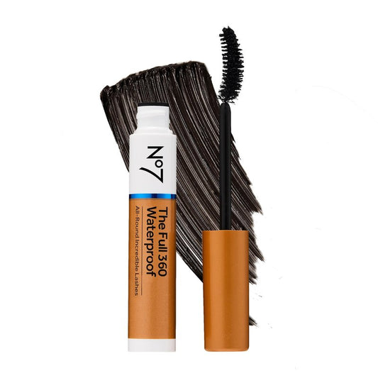 No7 The Full 360 Waterproof - Black - Sweat-Proof, Rain-Proof, Tear-Proof Mascara - Adds Volume, Length & Curl for Up to 12 Hours (7ml)