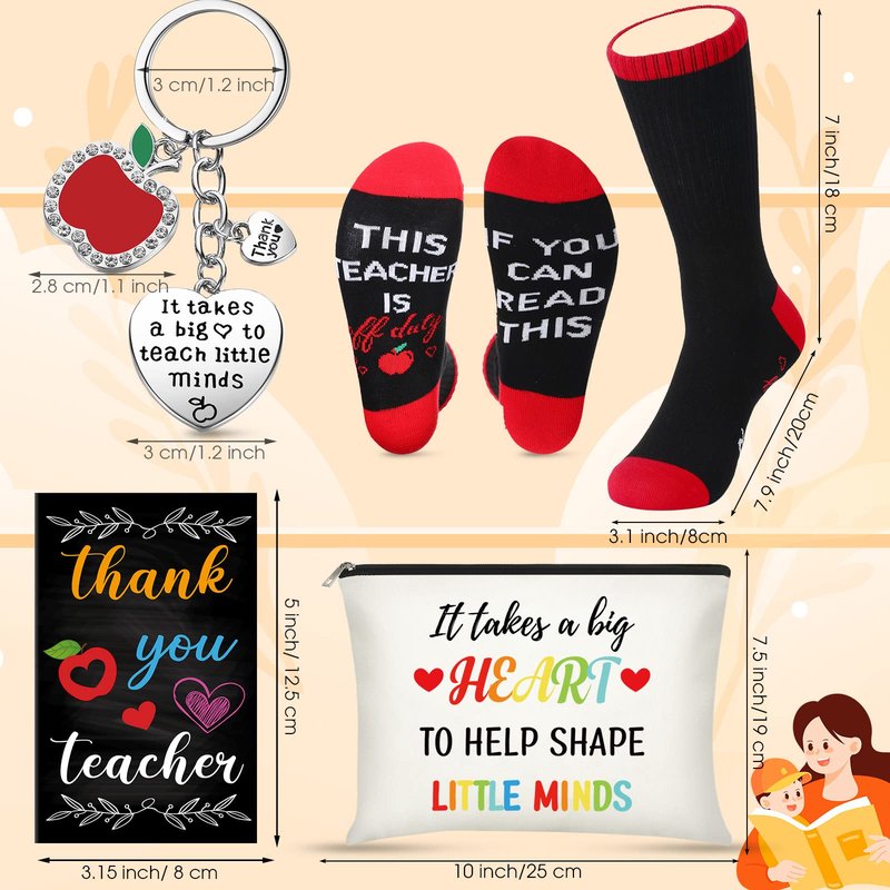 Pasimy 24 Pcs Thank You Gifts for Women Teacher Appreciation 2026 Graduation Gifts Set, Socks, Makeup Bags, Inspirational Notepads, Keychains, Thank You for Helping Me Grow(Delicate)