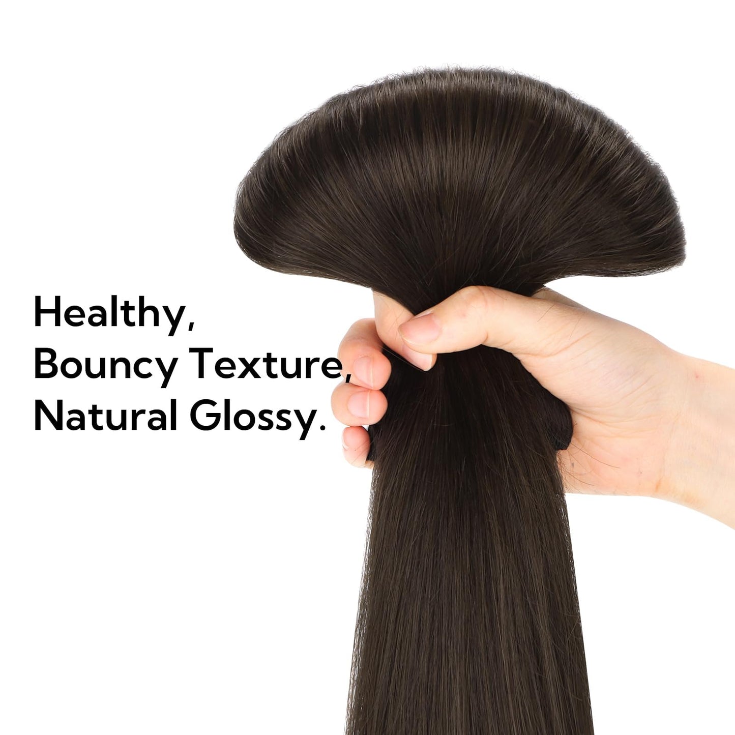 HOTBANANA Real Human Hair Clip in Hair Extensions, 5Pcs 70g 18 Inch Dark Brown Straight Remy Clip in Extensions