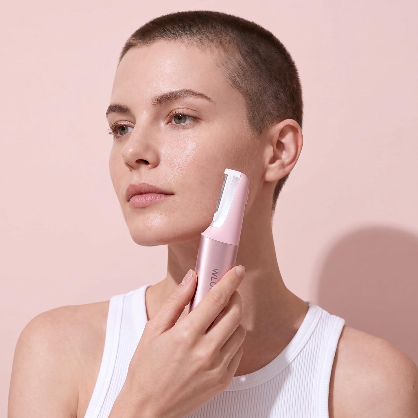 WLU Dermaplane Razor for Women Face with 10 Replaceable Blades, Dermaplaning Tool for Face to Remove Facial Hair & Peach Fuzz, Sonic Dermaplaning Tool for Women, Dermaplane Razor(Pink)