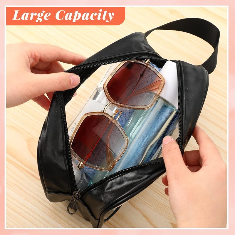 Clear Cosmetic Bags Set - 18 Pcs Waterproof Makeup & Toiletry Organizers for Women | Portable Travel Essentials (Black)