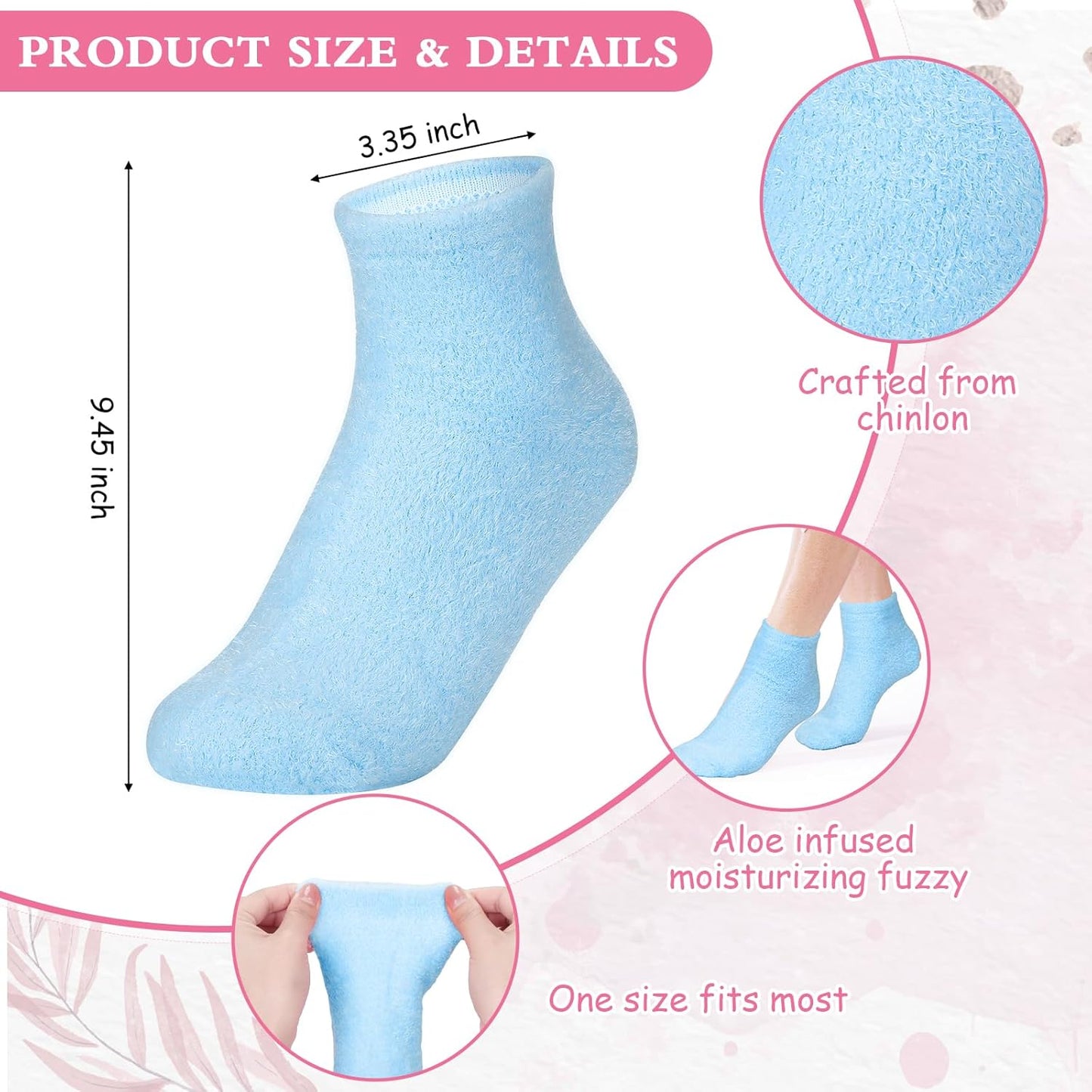 Aloe Infused Spa Socks - Moisturizing Gel Socks for Dry Cracked Feet | Soft & Fuzzy Comfort
