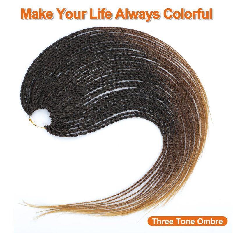 NAYOO Senegalese Twist Crochet Hair Extensions for Protective Styles, Synthetic Fiber, Easy Install for Beginners. 22 Inch Ombre Crochet Twist Hair for Black Women