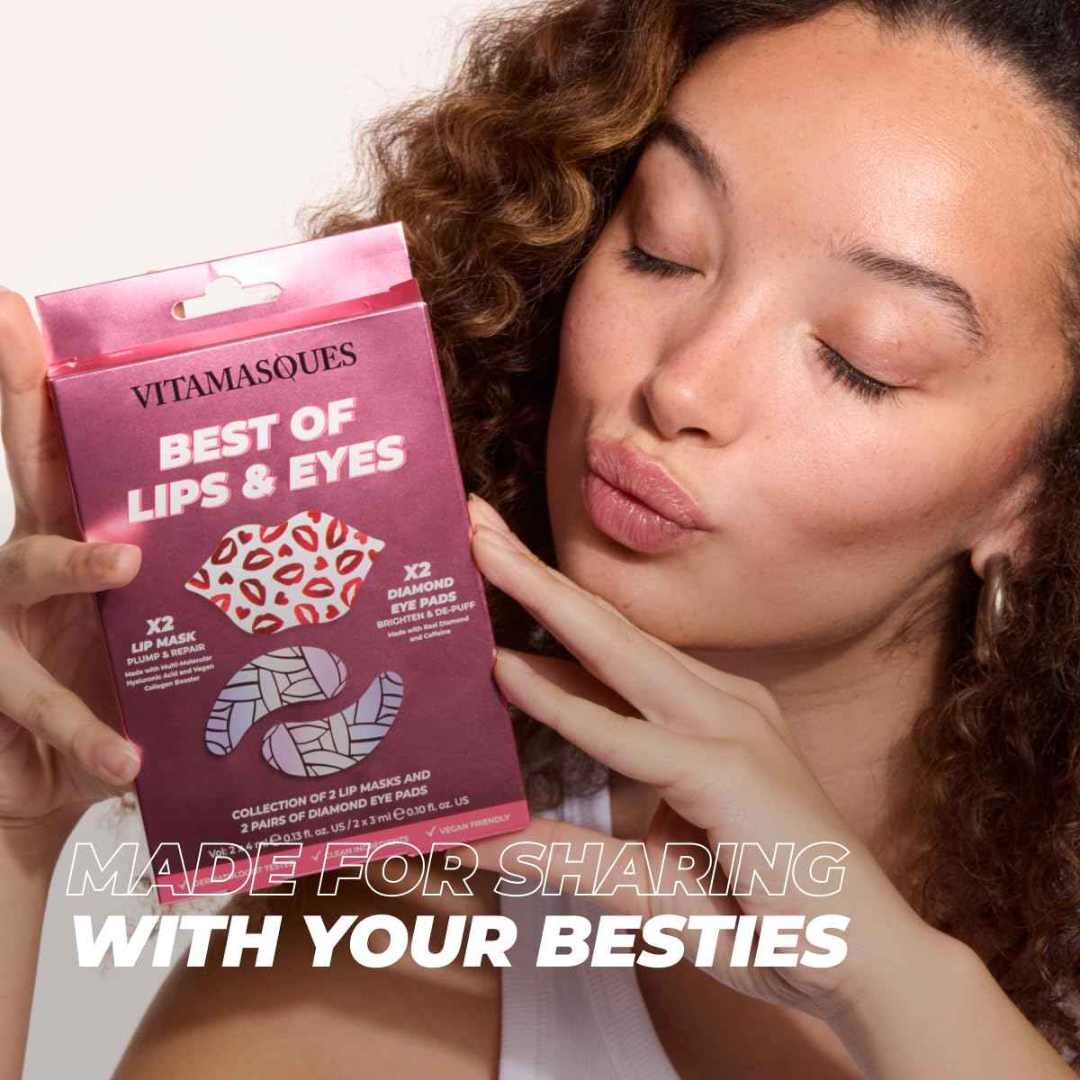 Vitamasques Under Eye Patches & Lip Mask Sheets, Best of Eyes & Lips Set 2 Packs - Eye Patches for Puffy Eyes - Under Eye Masks for Dark Circles and Puffiness - 2 x 4 Packs - 8 Pads