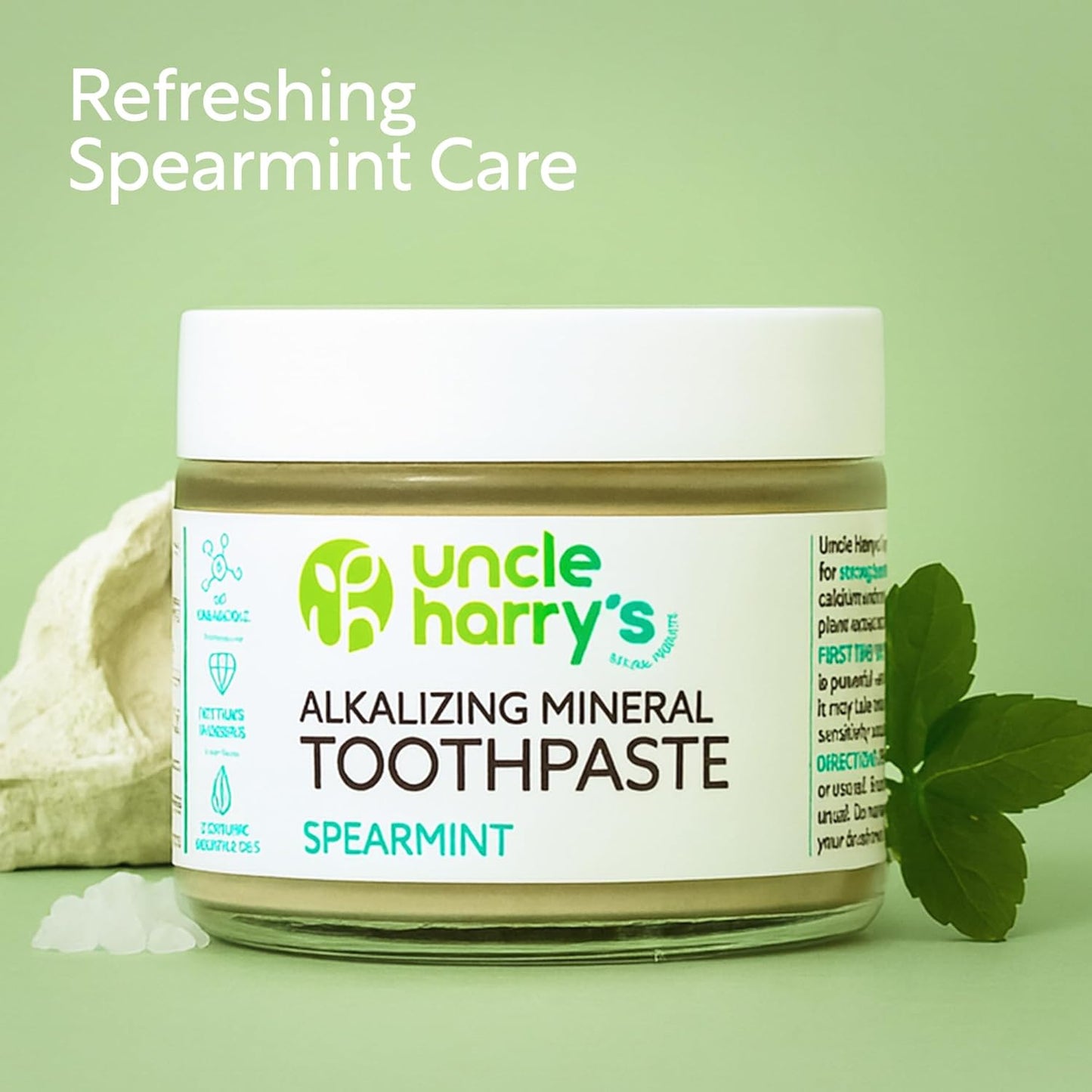 Spearmint Remineralizing Toothpaste - Natural Whitening & Breath Freshening | Vegan, Fluoride-Free (2 Pack)