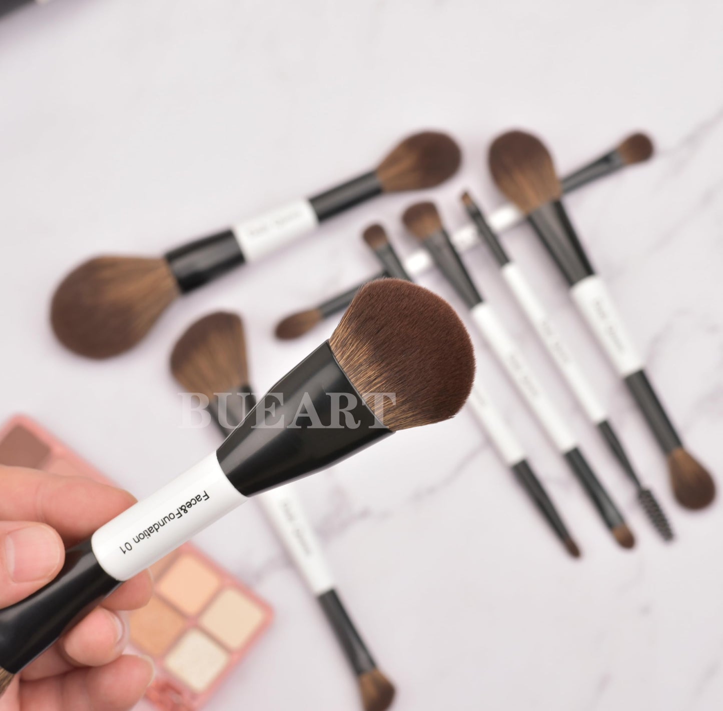 Daily Queen Portable Makeup Brush Set 8pcs Dual Kabuki Powder Concealers Eye shadows Blush Eyeliner Eyebrow Contour Eye blending Brushes (8 IN 16 brush set with waterproof bag)